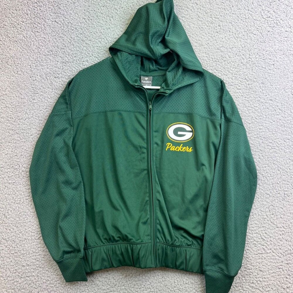 Fanatics Green Bay Packers MENS Football NFL Hooded Full Zip Windbreaker Sz Med
